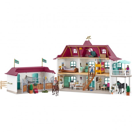 Schleich Schleich Horse Club Bundle: 42551 Horse Club Lakeside Pferdehof + 42593 Wohnwagen fur geheime Club-Treffen Комплект Schleich Horse Club: 42551 конная ферма Horse Club на берегу озера + 42593 караван для секретных клубных встреч