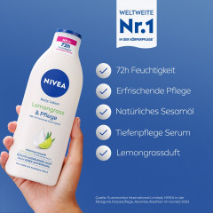 NIVEA Body Lotion Lemongrass &amp; Pflege, 400 ml, Нивеа Лосьон для тела, кунжутное масло и аромат лемонграсса, 72ч увлажнение, 400 мл