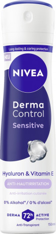 NIVEA Derma Control Restore Anti-Transpirant Spray, 150 ml, Нивеа Антиперспирант спрей, гиалурон и витамин E, для чувствительной кожи, 72ч защита, 150 мл