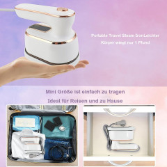 FeelGlad FeelGlad Reisebugeleisen Mikro-Dampfbugeleisen, Reisedampfer fur Kleidung, tragbares Mini Lila FeelGlad Travel Iron Микро-паровой утюг, отпариватель для одежды, портативный мини-утюг