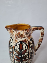 Кувшин для воды винтажный Heeia Qayworks Hawaii, ручная роспись, черно-коричневые пятна, керамика, 19 х 14.5 см, Гавайи, 1970-80гг.