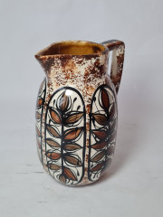 Кувшин для воды винтажный Heeia Qayworks Hawaii, ручная роспись, черно-коричневые пятна, керамика, 19 х 14.5 см, Гавайи, 1970-80гг.