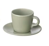 Ikea FARGKLAR Tasse mit Untertasse, mattiert grun, 7 cl, Икеа ФЭРГКЛАР Кофейная чашка 70мл с блюдцем, матовая поверхность цвет зеленый, 4 штуки