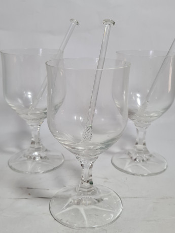 Набор бокалов винтажных Schott Zweisel / Glas Boutique с ложками, заводская упаковка, стекло, 3 шт., Германия, 13 см, 1970-80гг.