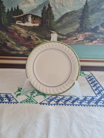 Zeller Keramik Винтажная тарелка с фактурным краем и зеленым ободком, 17,5см, Германия, 1960-70гг.