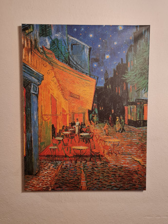 Картина винтажная / репродукция Винсент Ваг Гог "Ночная терраса кафе (1888)", 60 х 80 см, Германия, 1980-90гг.