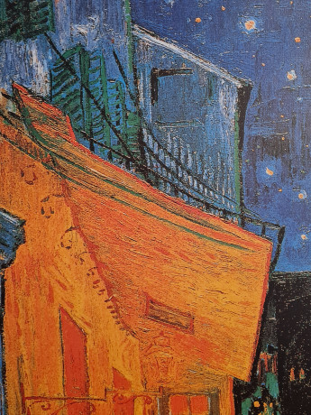 Картина винтажная / репродукция Винсент Ваг Гог "Ночная терраса кафе (1888)", 60 х 80 см, Германия, 1980-90гг.