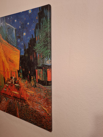 Картина винтажная / репродукция Винсент Ваг Гог "Ночная терраса кафе (1888)", 60 х 80 см, Германия, 1980-90гг.