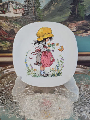 Тарелка декоративная винтажная Schirnding Bavaria, детская тематика, квадратная, фарфор, Германия, 1970-80гг.