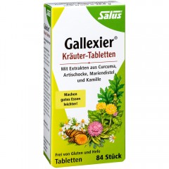 Salus Gallexier Krauter Tabletten 84st, Таблетки для поддержки пищеварения и печени с 7 травами (Германия), био сертификат, 84 таблетки