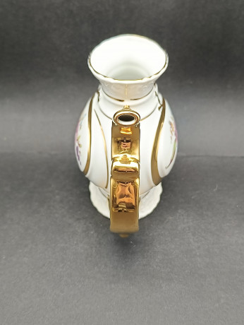 Кружка винтажная JDME Czechoslovakia 78 er с ручкой, цветочный декор с позолотой, фарфор, 17 х 11 см, Чехословакия, 1960-70гг.