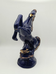 Статуэтка винтажная большая KB &quot;Конь на дыбах&quot;, кобальт/позолота, фарфор, 25 х 21 см, Германия, 1970-80гг.