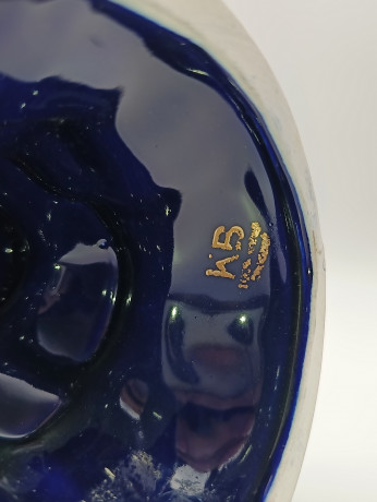 Статуэтка винтажная большая KB "Конь на дыбах", кобальт/позолота, фарфор, 25 х 21 см, Германия, 1970-80гг.