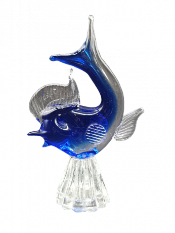 Статуэтка винтажная большая Edler Jokas Glas "Синяя рыба", стекло, 20 см, Германия, 1960-70гг.