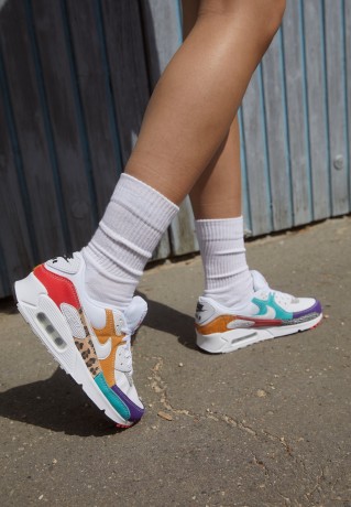 Nike Sportswear AIR MAX 90 SE Sneaker low white/white/light curry/habanero red/washed teal/electro purple AIR MAX 90 SE Низкие кроссовки женские белый/белый/светлый карри/красный хабанеро/бледно-бирюзовый/фиолетовый электро