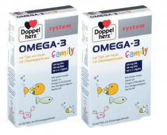 Doppelherz system OMEGA-3 Gel-Tabs family Zitrone, 60st х 2 packs, Омега-3 из морской рыбы + витамин D, жевательные мармеладки со вкусом лимона для детей от 4-х лет и взрослых, 60 шт x 2 упаковки