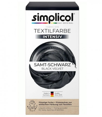 Набор красок 2 уп Simplicol Samt-Schwarz + Nacht-Blau: Краска для ткани чёрная Samt-Schwarz и синяя Nacht-Blau интенсивная, жидкая, для стиральной машины, 300 мл + фиксатор 800 г