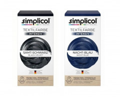 Набор красок 2 уп Simplicol Samt-Schwarz + Nacht-Blau: Краска для ткани чёрная Samt-Schwarz и синяя Nacht-Blau интенсивная, жидкая, для стиральной машины, 300 мл + фиксатор 800 г
