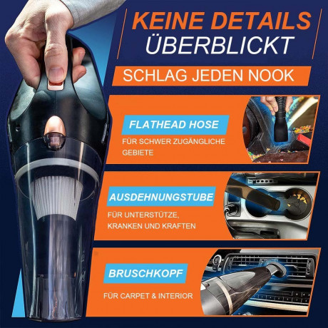 MOUTEN MOUTEN Akku-Handstaubsauger Kabelloser Auto-Staubsauger, tragbarer Mini-Handstaubsauger, mit wiederaufladbarem Akku und 3 Aufsatzen mit 60-W-Motor  MOUTEN Беспроводной ручной пылесос Беспроводной автомобильный пылесос Портативный мини-ручной пылесо