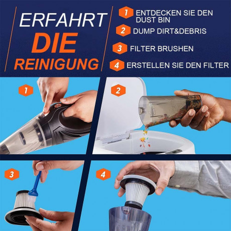 MOUTEN MOUTEN Akku-Handstaubsauger Kabelloser Auto-Staubsauger, tragbarer Mini-Handstaubsauger, mit wiederaufladbarem Akku und 3 Aufsatzen mit 60-W-Motor  MOUTEN Беспроводной ручной пылесос Беспроводной автомобильный пылесос Портативный мини-ручной пылесо