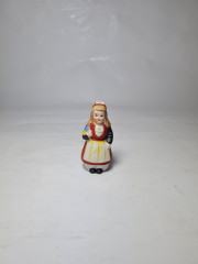 Статуэтка винтажная фарфоровая &quot;Девушка в разноцветном платье&quot;, 8 x 3,5 см, Корея, 1960-70гг.