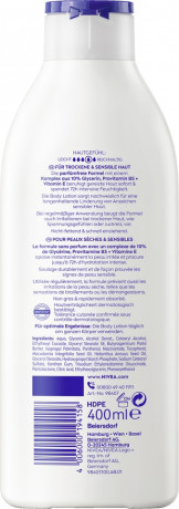 NIVEA Body Lotion Repair & Care Parfumfrei, 400 ml, Нивеа Лосьон для тела без парфюма, 10% глицерин, провитамин B5 и ниацинамид, для сухой и чувствительной кожи, 72ч увлажнение, 400 мл