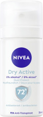 NIVEA Dry Active Anti-Transpirant Spray, 35 ml, Нивеа Антиперспирант спрей, Dual Protect, 72ч сухость и комфорт, дорожный формат, 35 мл