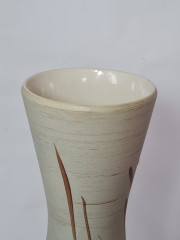 Ваза для цветов винтажная W.Germany вытянутой формы, в зелено-красных тонах, абстрактный декор, керамика, 30 х 10 см, Германия, 1960-70гг.