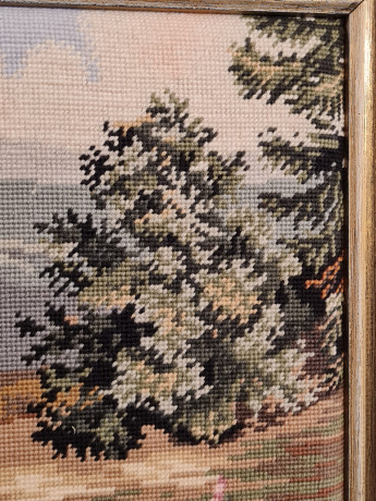 Картина винтажная "Домик в Шварцвальде", гобелен, 97 x 55 см, Германия, 1960-70гг.