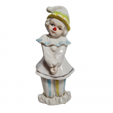 Фигурка винтажная "Клоун в пастельных тонах", фарфор, 17 см, Тайвань, 1960-70гг.