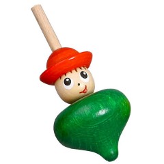 Holzspielzeug Tischkreisel mit Zylinder grun Деревянная игрушка волчок с зеленым цилиндром