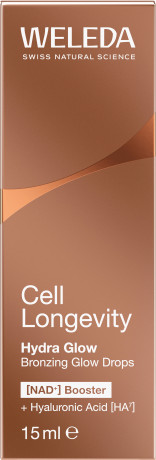 WELEDA Cell Longevity Hydra Glow Bronzing Glow Drops, 15 ml, Бронзирующие капли для лица Hydra Glow с гиалуроновой кислотой HA7 и минеральными пигментами, 15 мл