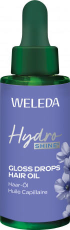 WELEDA HydraShine Gloss Drops Haaroel Alpen-Lein, 30 ml, Масло для волос HydraShine Gloss Drops с арганой, бурачником и льном для блеска и контроля пушения, 30 мл
