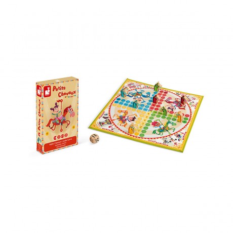 Janod Rauswurf-Spiel\/ Ludo-Spiel Carrousel Kicking Game / Ludo Game Carrousel