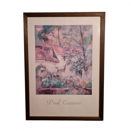 Картина винтажная / репродукция Поль Сезанн "Дом отца Лакруа (1873)", большой формат, в раме, 55 х 75.5 см, Бельгия, 1980-90гг.