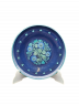 Тарелка декоративная винтажная в итальянском стиле, с синими цветами, сине-бирюзовые тона, керамика, 20.5 см, Германия, 1970-80гг.