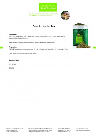 Krauterhaus Sanct Bernhardt Gelenko Herbal Tea, 500-г-упаковкаage