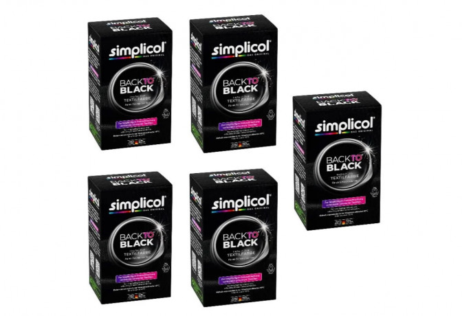 Simplicol Textilfarbe Back to Black Farberneuerung 5stk Текстильная краска для восстановления черного цвета ткани, 400 г x 5 упаковок