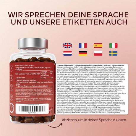 AAVALABS Beta Carotene 25,000IU, 180st, Капсулы с бета-каротином, 25 000 МЕ, с запатентованным Lyc-O-Beta и оливковым маслом первого холодного отжима для сияющего цвета лица, 180 мягких желатиновых капсул