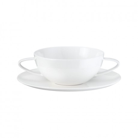 ASA SELECTION ASA A Table Weiss Suppentasse mit Untertasse 0,30 L / h: 5,6 cm ASA A Table Weiss Чашка для супа с блюдцем 0,30 л / высота: 5,6 см