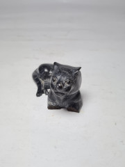 Статуэтка винтажная миниатюрная &quot;Тигр&quot;, черный камень, 4 x 8 см, Германия, 1960-70гг. 