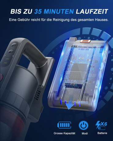 OKWISH OKWISH Akku-Handstaubsauger Handstaubsauger Autostaubsauger Staubsauger Bodenstaubsauger Kabellos, 2 in 1 20000 Pa 12000mAh Akku fur Wohnungen Auto mit LED Licht Беспроводной ручной пылесос OKWISH, ручной пылесос, автомобильный пылесос, напольный