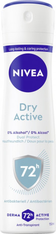 NIVEA Dry Active Anti-Transpirant Spray, 150 ml, Нивеа Антиперспирант спрей, Dual Protect, 72ч сухость и комфорт, 150 мл