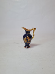 Ваза винтажная Limoges France, темно-синий фарфор с золотым декором &quot;Влюбленная пара&quot;, 9,5 x 6,5 см, Франция, 1960-70гг.