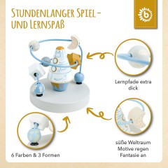 bieco Holz Motorikschleife Rakete Baby Lernspielzeug Motorikspielzeug ab 1 J. Motorik Motorikwurfel Деревянная ракета-петля для моторики Обучающая игрушка для малышей Игрушка для моторики от 1 года Моторный кубик для моторики