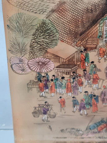 Декоративная 3Д картина в стекле "Рыночная площадь, Япония", 19 x 11 x 3 см, в заводской подарочной коробке, коробка 21 x 4 x 2 см, Германия, 1960-70гг.