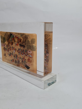 Декоративная 3Д картина в стекле "Рыночная площадь, Япония", 19 x 11 x 3 см, в заводской подарочной коробке, коробка 21 x 4 x 2 см, Германия, 1960-70гг.