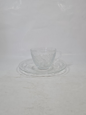 Набор для чая винтажный OG Kristall с фруктовым декором, хрусталь, чайная пара - 6 шт. Германия, 1960-70гг.