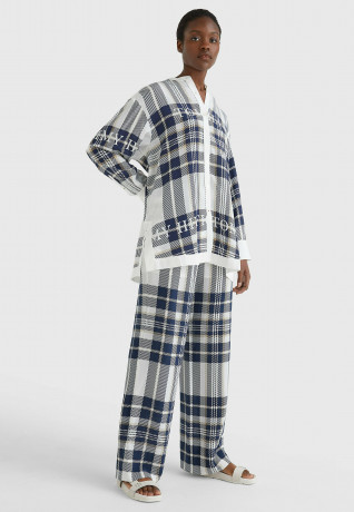 Tommy Hilfiger ICONS RELAXED FIT Button-down blouse icon branded l chk ecru p blue ICONS RELAXED FIT Блузка на пуговицах значок фирменный l chk ecru p синий