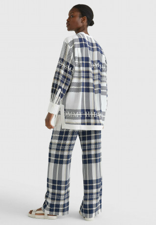 Tommy Hilfiger ICONS RELAXED FIT Button-down blouse icon branded l chk ecru p blue ICONS RELAXED FIT Блузка на пуговицах значок фирменный l chk ecru p синий